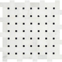 MS International Natural Stone Marble 12" x 12" Basketweave Mosaic Arabescato Carrara