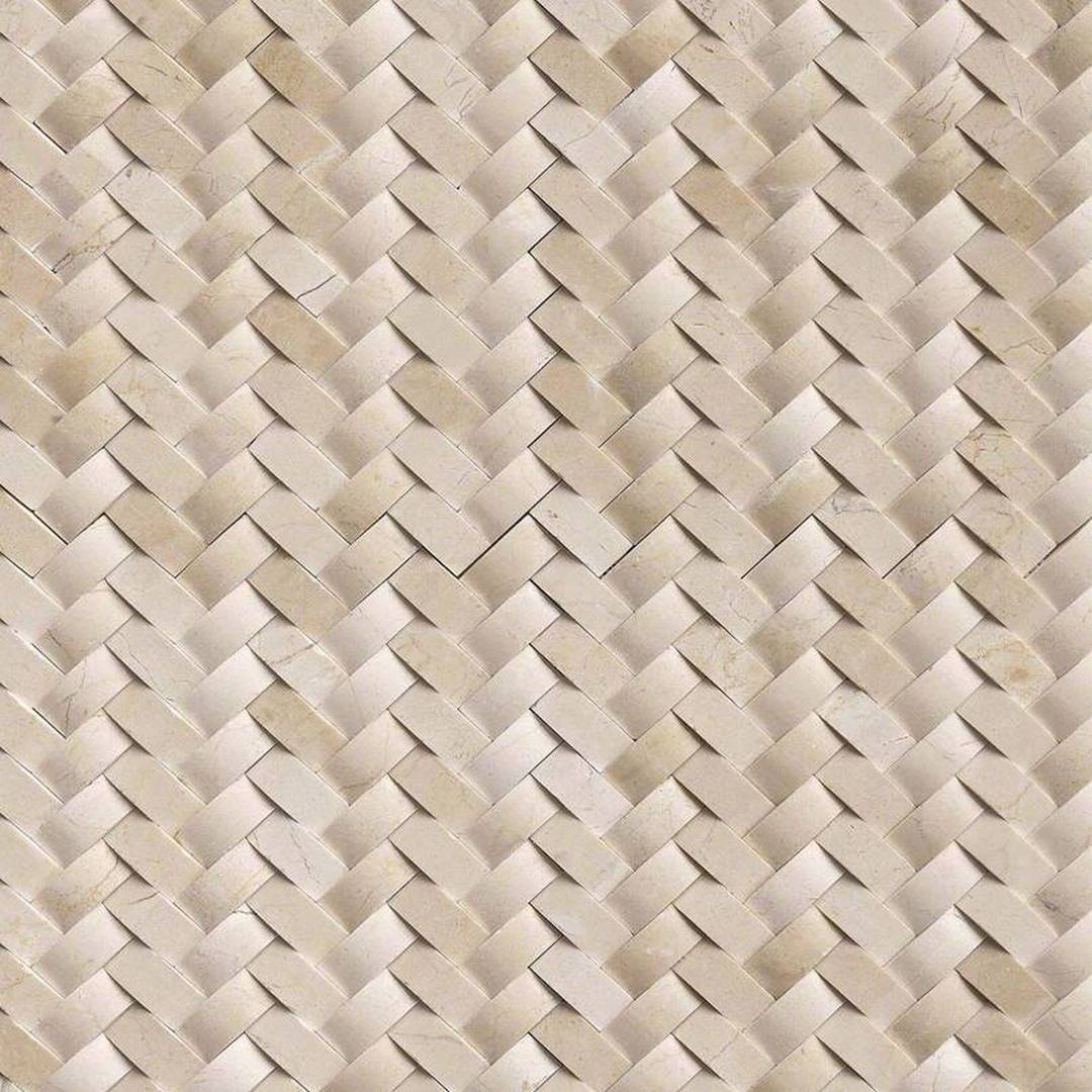 MS International Natural Stone Marble 12" x 12" Herringbone 1" x 2" Mosaic Crema Arched