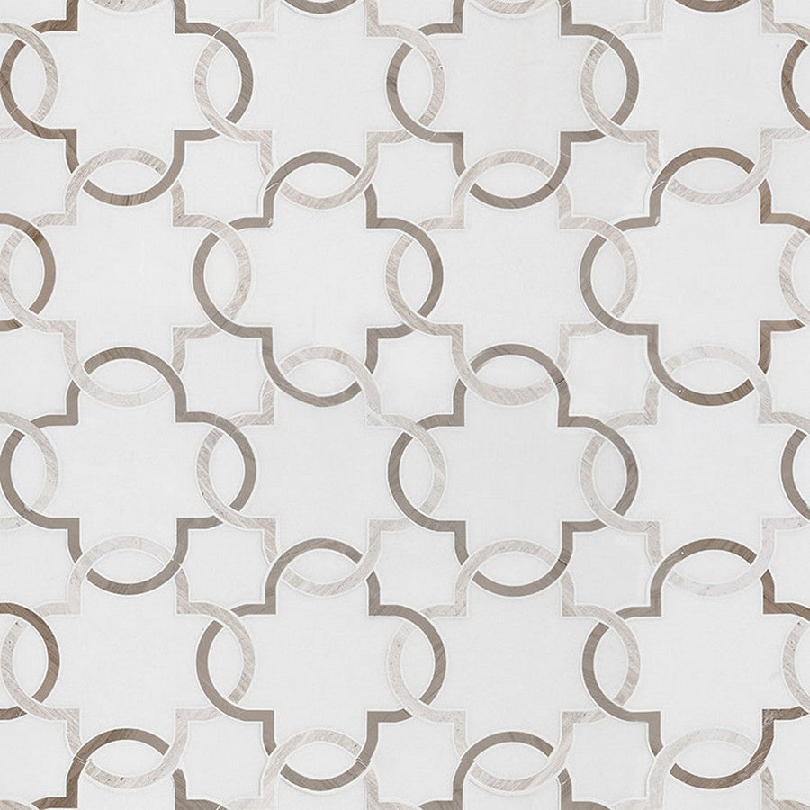 MS International Natural Stone Marble 12" x 12" Polished Bianco Quatrefoil