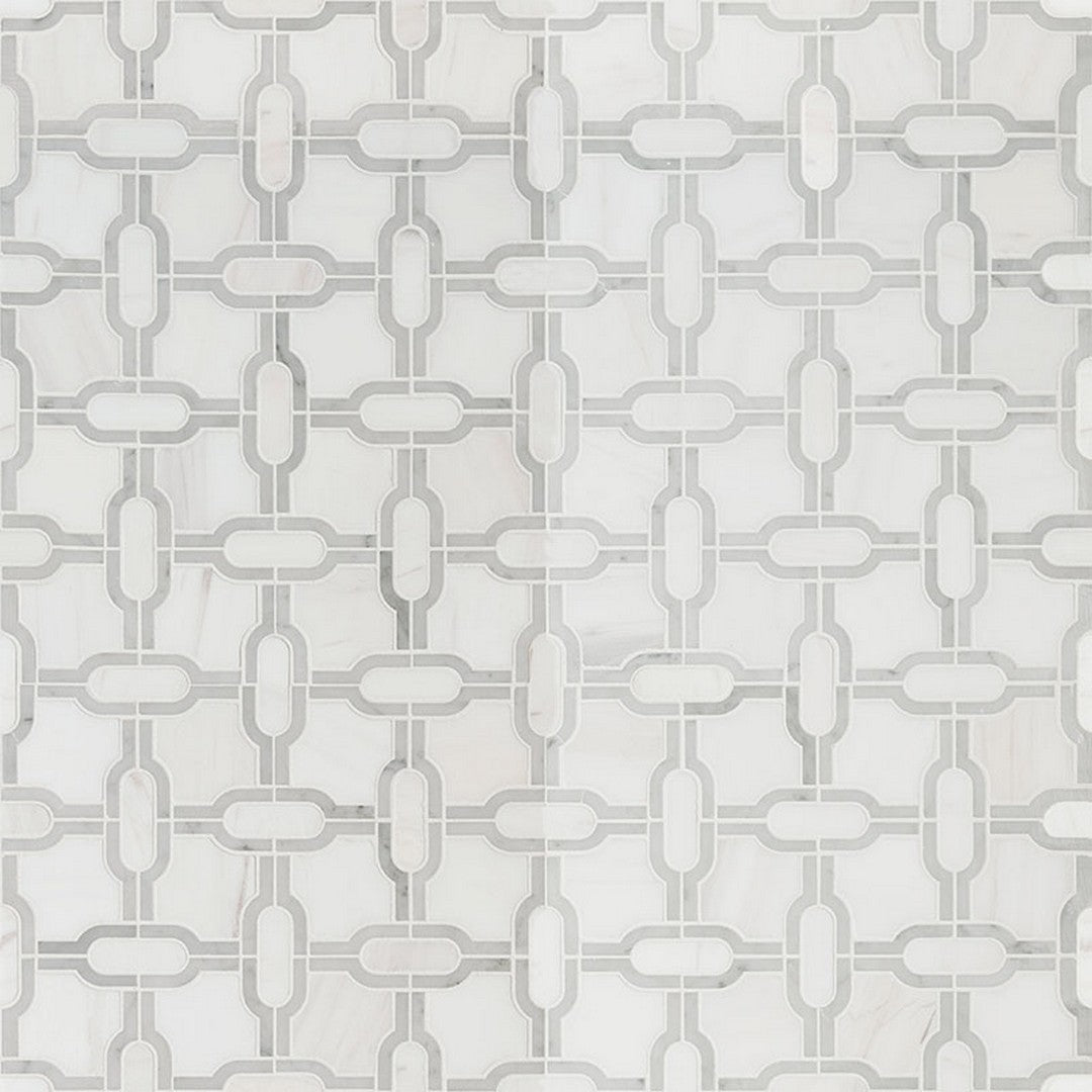 MS International Natural Stone Marble 12" x 12" Polished Bianco Gridwork