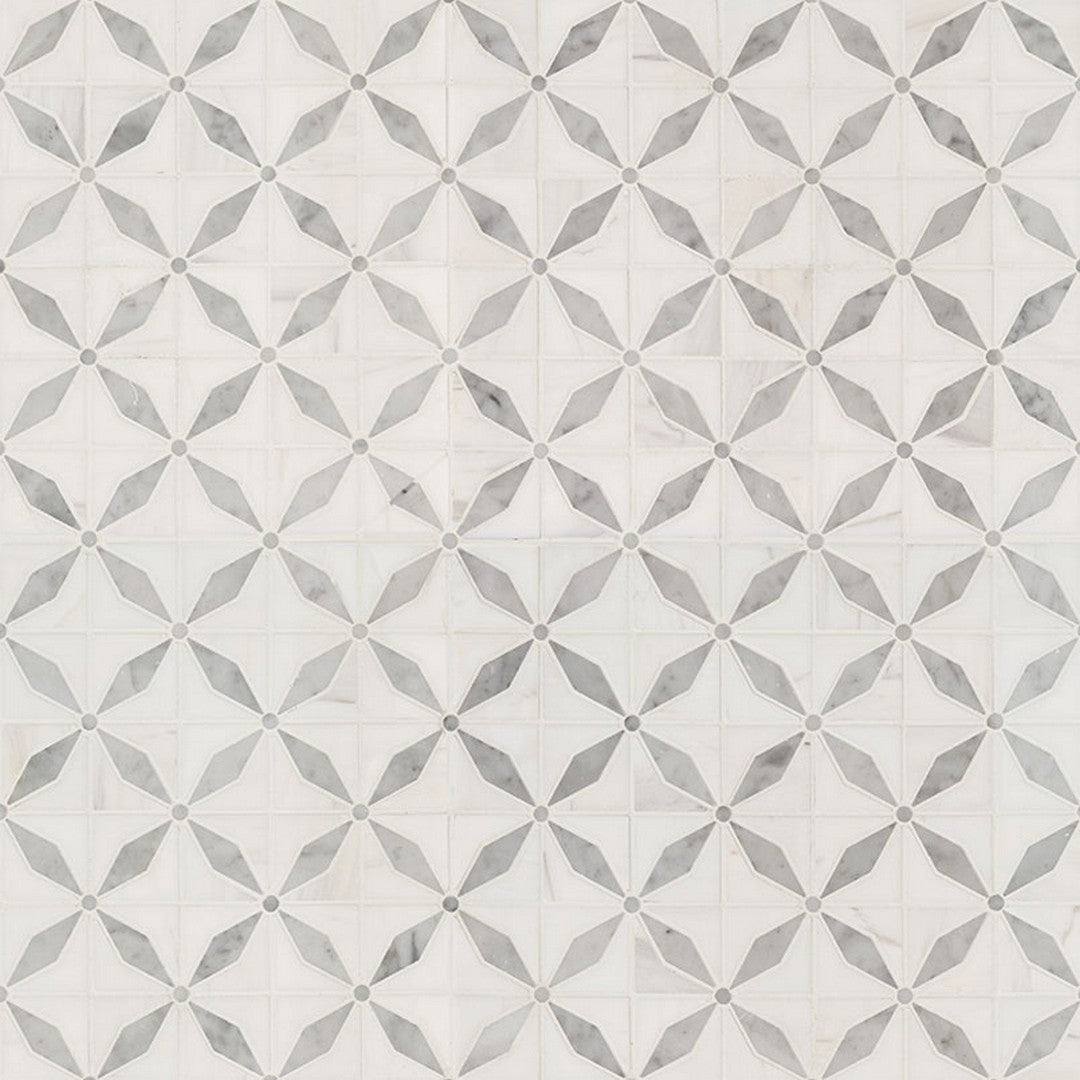 MS International Natural Stone Marble 12" x 12" Polished Bianco Starlite