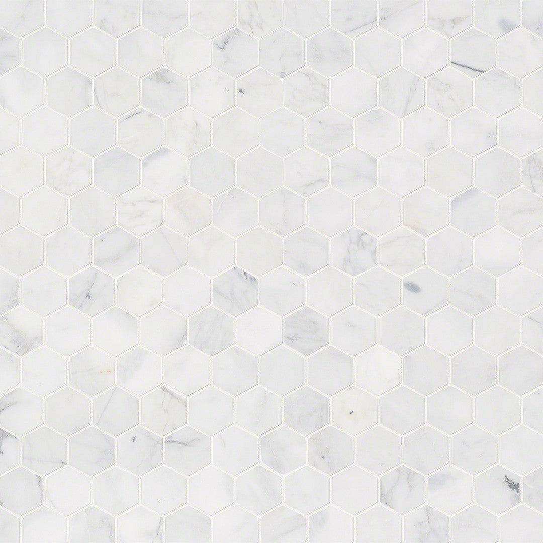 MS International Natural Stone Marble 12" x 12" Hexagon 2" Mosaic Calacatta Cressa
