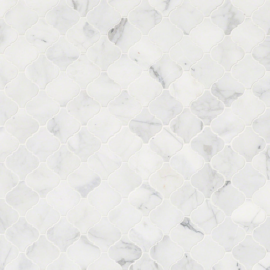 MS International Natural Stone Marble 12" x 12" Arabesque Mosaic Calacatta Cressa