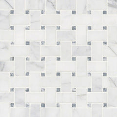 MS International Natural Stone Marble 12" x 12" Basketweave Mosaic Calacatta Cressa