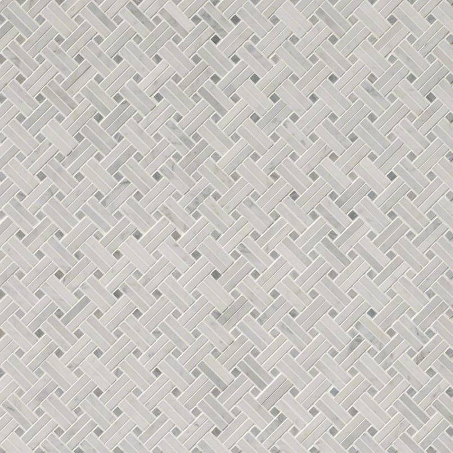 MS International Natural Stone Marble 12" x 12" Basketweave Mosaic Carrara White 9.6Mm