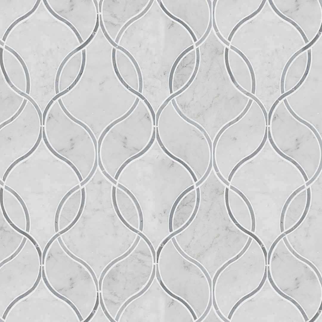 MS International Natural Stone Marble 12" x 12" Polished Carrara White Ellipsis