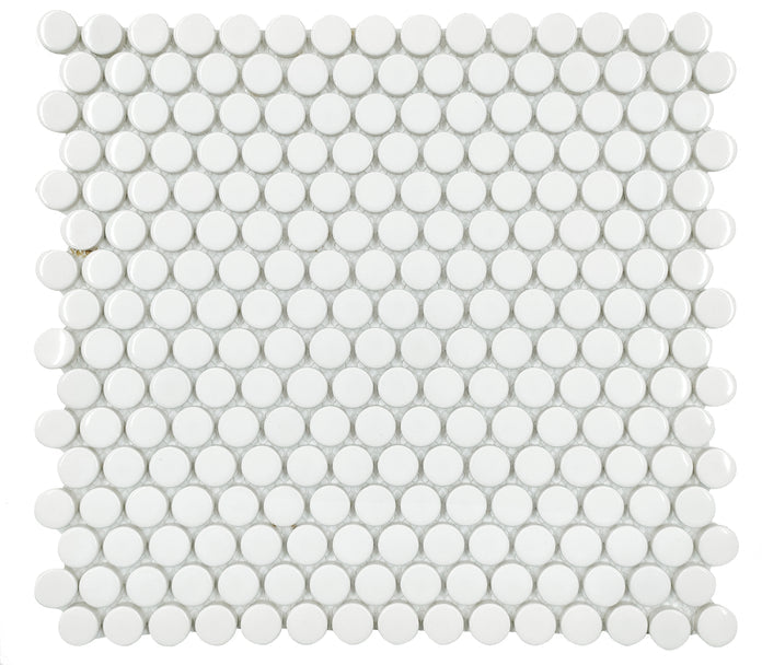Emser Savvy 11"x12" Penny Round Mosaic 1"x1" Polished White