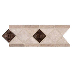 MS International Marble 4" x 12" Listello Noce Chiaro Cop Scudo