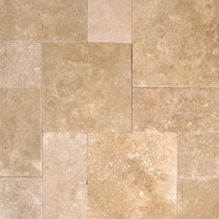 MS International Travertine 12" x 12" Tumbled Versailles Pattern Tuscany Walnut