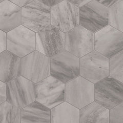 MS International Eden 3" x 3" Hexagon Matte Bardiglio