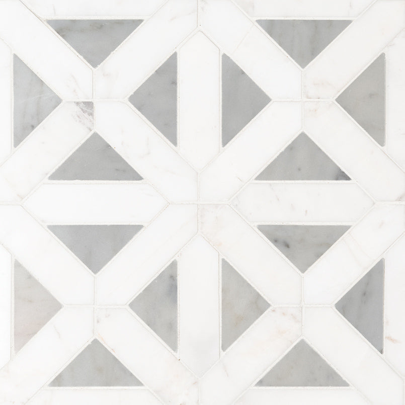 MS International Natural Stone Marble 12" x 12" Mosaic Bianco Dolomite Geometrica