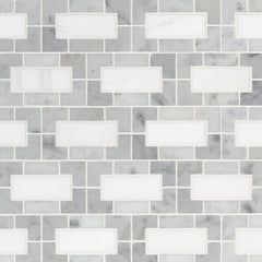 MS International Natural Stone Marble 12" x 12" Mosaic Bianco Dolomite Lynx