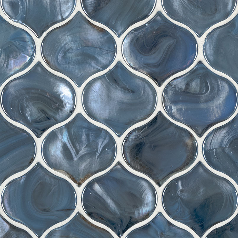 MS International Decorative Mosaic 12" x 12" Arabesque Blue Shimmer