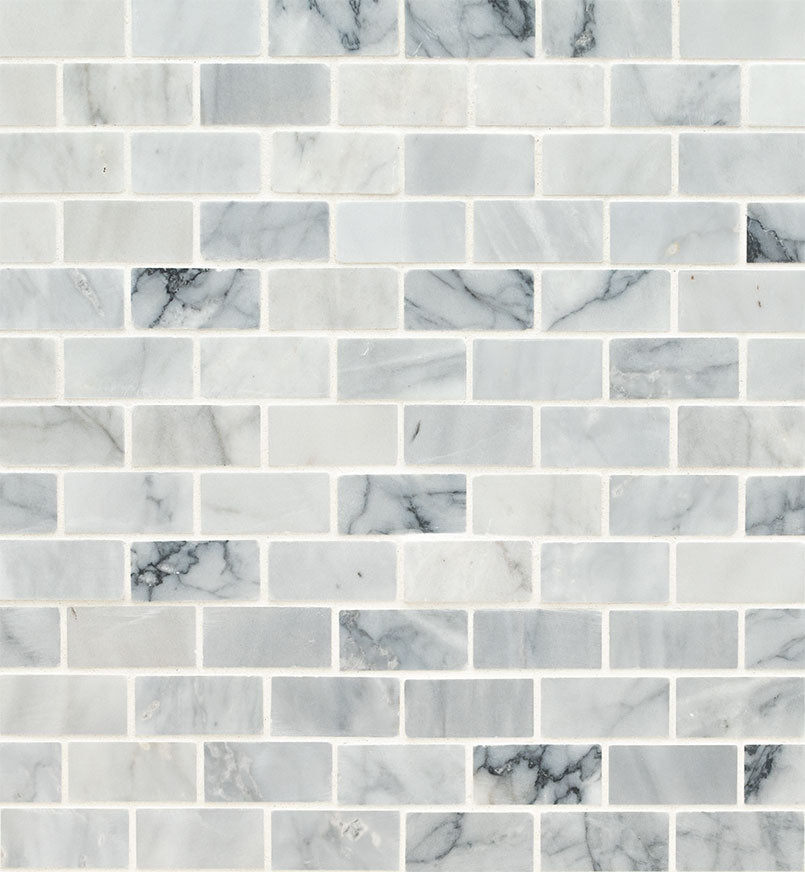 MS International Decorative Mosaic 12" x 12" Brick 1" x 2" Carrara Classique