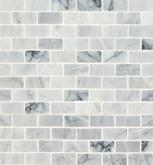 MS International Decorative Mosaic 12" x 12" Brick 1" x 2" Carrara Classique