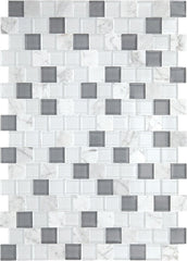 Daltile Perfit Mosaix 18" X RL" Mosaic White Carrara & Glass / Brick Joint 1 X 1 Inch