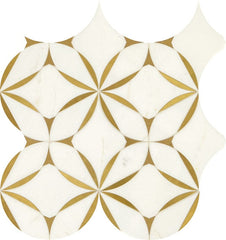 Daltile Lavaliere 8" X 8" Mosaic Polished Thassos White/ Brass