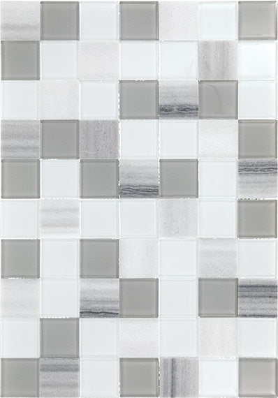 Daltile Perfit Mosaix 18" X RL" Mosaic Marmara & Glass / Straight Stack 2 X 2 Inch