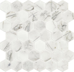 Daltile Marble 2" Hexagon Honed Venetian Calacatta