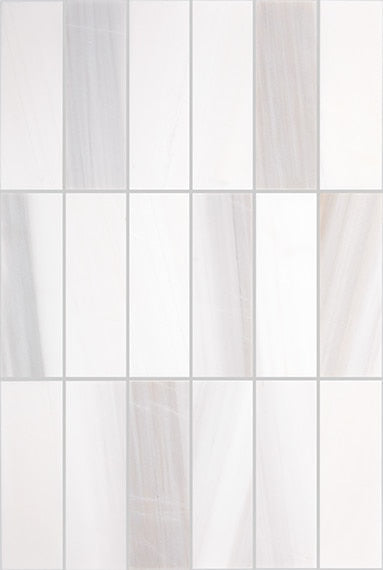 Daltile Perfit Mosaix 18" X RL" Mosaic Calacatta Dolomiti / Straight Stack 2 X 6 Inch