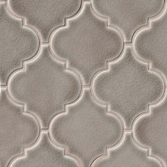 MS International Highland Park 12" x 12" Glossy Dove Gray Arabesque