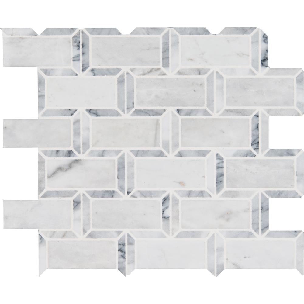 MS International Natural Stone Marble 12" x 12" Mosaic Arabescato Carrara Framework