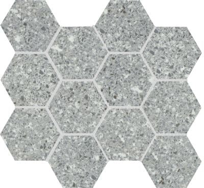Emser Fragmento 10" X 12" Hexagon Mosaic 3" Matte SM Silver