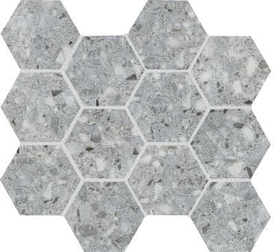 Emser Fragmento 10" X 12" Hexagon Mosaic 3" Matte LG Silver