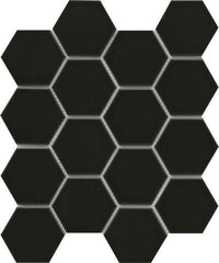 Emser Catch 10" X 12" Hexagon Mosaic 3" Glossy Black