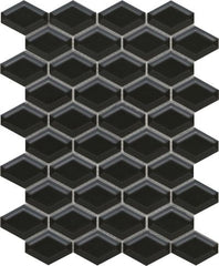 Emser Catch 10" X 13" Beveled Wide Hex Mosaic 2" X 2" Black
