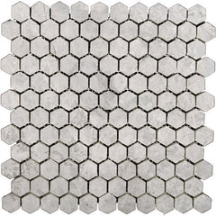 Emser Marble 12" X 12" Hexagon Mosaic 0.37" X 1" Silver