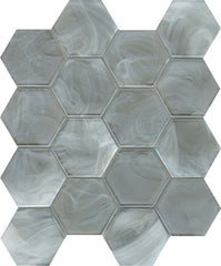 Emser Splash 11"x13" Hexagon Mosaic 3.11"X3.54" Silver