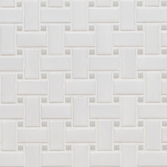 MS International Domino 12" x 12" Basketweave White And Gray