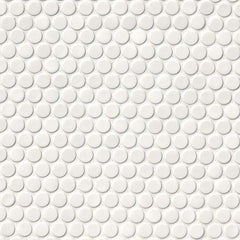 MS International Domino 12" x 12" Penny Round GLossy Bianco